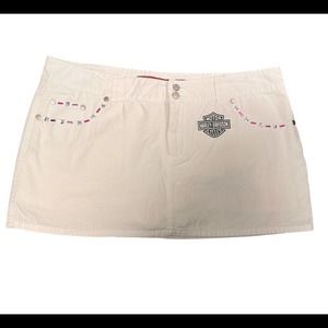 Y2K Harley Davidson Logo Khaki Low Rise Embellished Skirt Skort